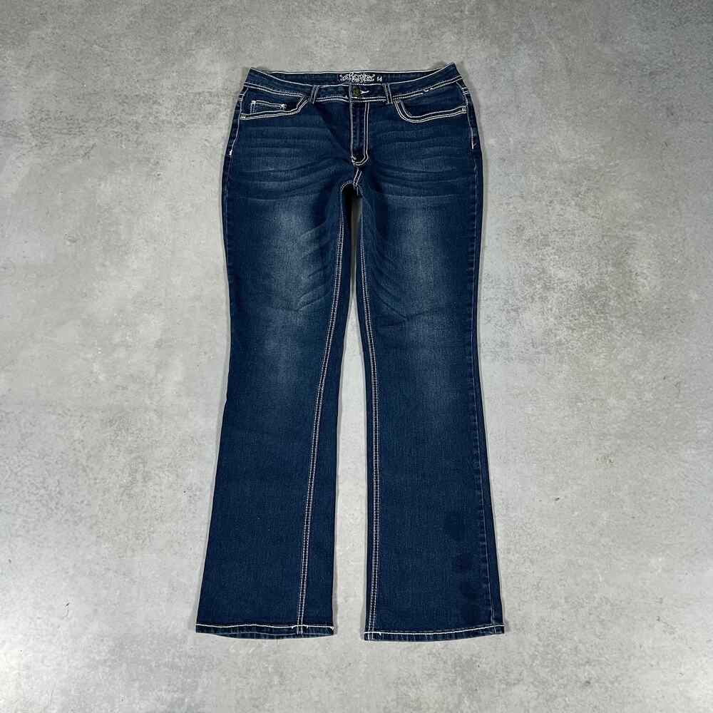 Bootcut Mid Rise Revolt Women’s Stretch Western Flare Denim Jeans Size 14